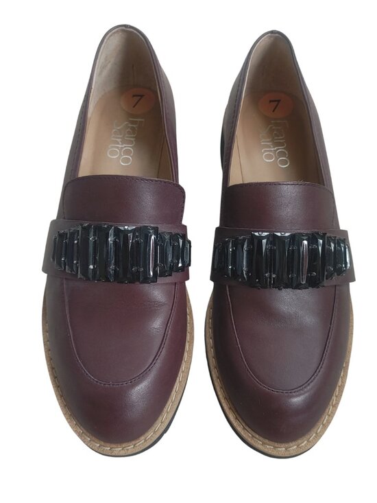 Franco Sarto Shoes - FRANCO SARTO Carver Burgundy Leather Embellished Loafers - Size 7